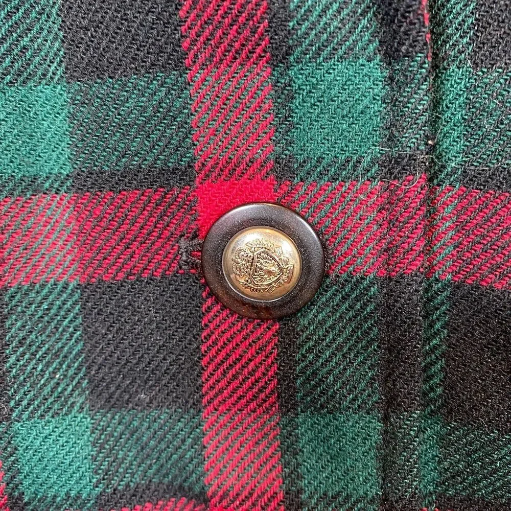 Pendleton Jacket Women's Size 12 Wool Plaid Lined Velvet Collar Red‎ Green